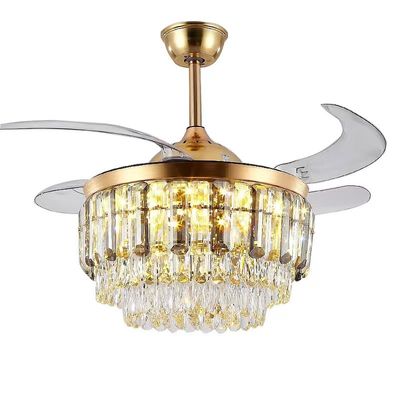 52&quot; Rückziehbarer Kronleuchter Klappdeckenventilator mit Lichtgold