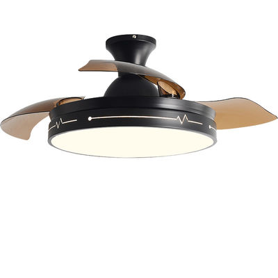 Dekorativer Klappdeckenventilator mit leichter Fernbedienung Schwarzbraun