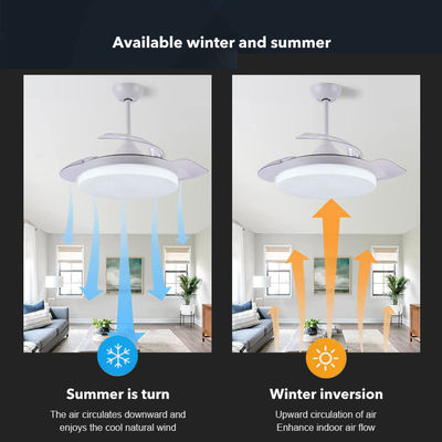 3 Farbverstellbarer Kronleuchter Deckenventilator Lampe 36 Zoll Fernbedienung Unsichtbarer Deckenventilator mit Licht