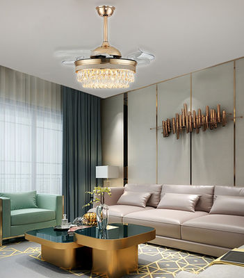 52&quot; Rückziehbarer Kronleuchter Klappdeckenventilator mit Lichtgold