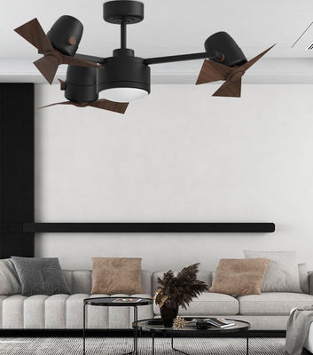 Schwarzer, dreiköpfiger, klappbarer Deckenventilator mit leichten und zurückziehbaren Klingen