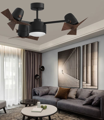 Schwarzer, dreiköpfiger, klappbarer Deckenventilator mit leichten und zurückziehbaren Klingen